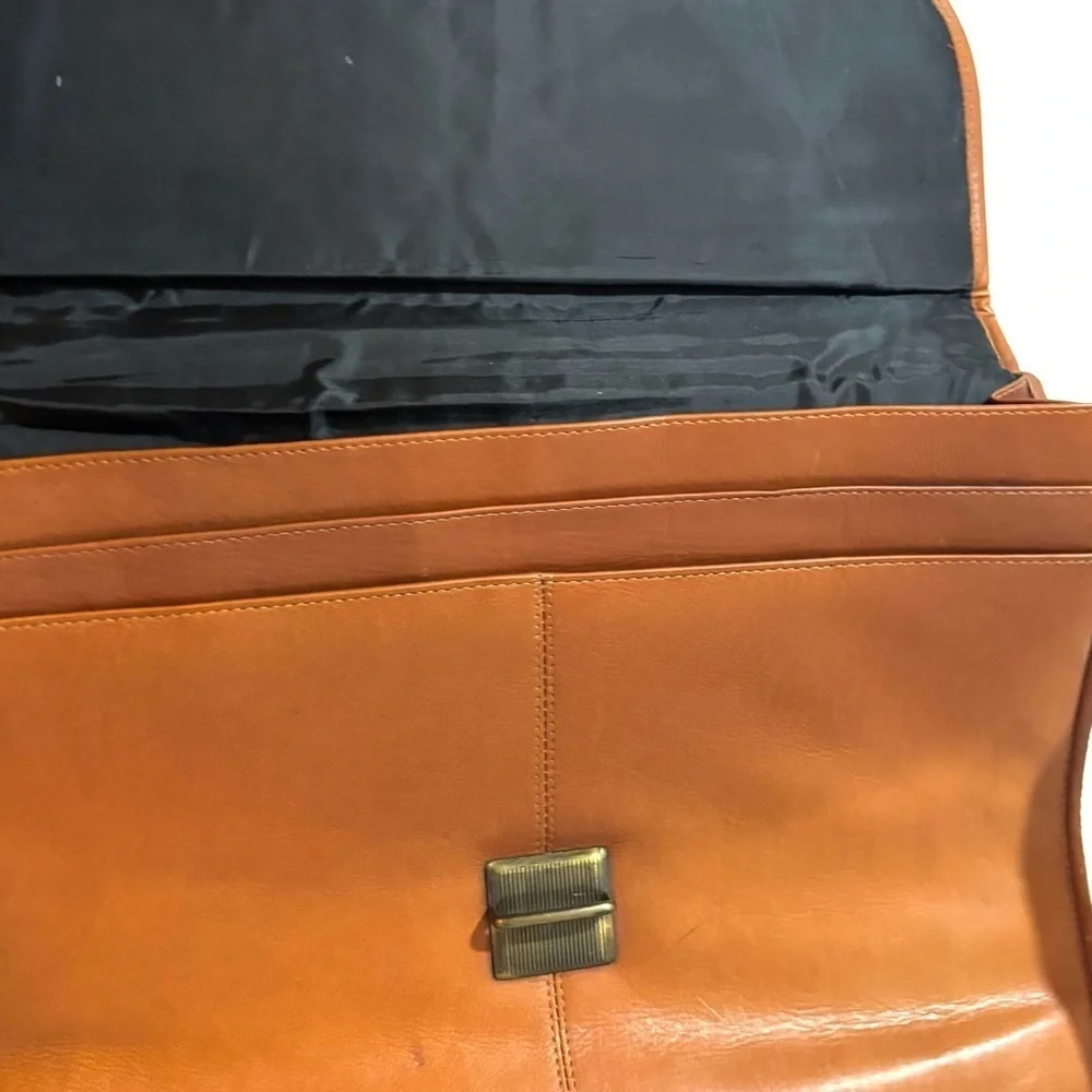 Vintage unisex Classic brown brief travel, messenger, work Leather Men's Bag
